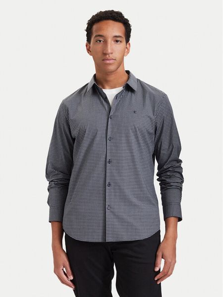Calvin Klein Koszula Gingham LV04LH100G Granatowy Slim Fit. Niebieskie koszule CALVIN KLEIN, l, bez wzorów, z bawełny, bez kołnierzyka, bez ramiączek. Za 369.99 zł.