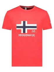 Geographical Norway Koszulka "Newflag" w kolorze czerwonym rozmiar: XXL. Czerwone bezrękawniki Geographical Norway, xxl, bez wzorów, z bawełny, bez kołnierzyka, bez ramiączek. Za 60.99 zł.