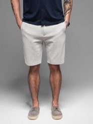 Krótkie spodenki męskie SLIM FIT z melanżowej strukturalnej dzianiny – jasnoszare V5 OM-SRCS-0166 - XXL. Szare szorty Ombre Clothing, l, bez wzorów, z bawełny, wakacyjne. Za 107.99 zł.