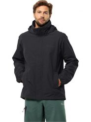 Jack Wolfskin Kurtka przeciwdeszczowa "Stormy Point" w kolorze czarnym rozmiar: L. Czarne kurtki outdoor i hardshell Jack Wolfskin, l, bez wzorów, z materiału, bez kaptura. Za 364.56 zł.