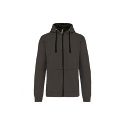 Bluza z kapturem z kontrastowym zamkiem błyskawicznym Kariban. Czarne bluzy z kapturem KARIBAN, m, bez wzorów, z bawełny, z kapturem. Za 229.00 zł.