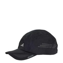 Czapka Runningxadizero Lightweight CLIMACOOL. Czarne czapki z daszkiem Adidas, bez wzorów, z materiału. Za 113.99 zł.