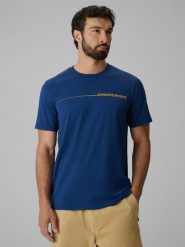 4F T-shirt regular z nadrukiem męski - granatowy 3XL. Niebieskie t-shirty 4F, m, bez wzorów, z bawełny, bez kołnierzyka, bez ramiączek. Za 59.99 zł.