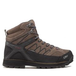 Trekkingi CMP. Brązowe botki sznurowane CMP, bez wzorów, bez obcasa, bez zapięcia. Za 379.99 zł.