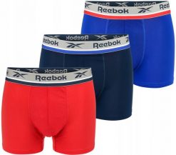 Bokserki majtki męskie 3 pary REEBOK SHORT SPORTS TRUNK ELIM. Niebieskie bokserki Reebok, m, bez wzorów, z elastanu. Za 95.00 zł.