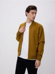 Bluza bomberka - brązowy. Brązowe kurtki Reserved, l, bez wzorów, z bawełny, bez kaptura. W wyprzedaży za 79.99 zł.