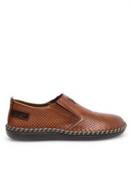 Rieker Półbuty B2476-24 Brązowy. Brązowe eleganckie półbuty Rieker, bez wzorów, ze skóry, bez obcasa, bez zapięcia. Za 379.99 zł.
