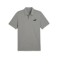Męska koszulka polo Essentials z logo No. 1 z piki PUMA Medium Gray Heather. Szare koszulki polo sportowe Puma, m, bez wzorów, prążkowane, bez kołnierzyka, bez ramiączek. Za 149.00 zł.