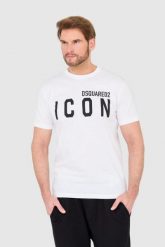 DSQUARED2 Biały t-shirt męski z dużym logo icon. Białe t-shirty Dsquared2, l, bez wzorów, bez kołnierzyka, bez ramiączek. W wyprzedaży za 639.99 zł.