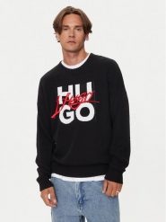 Hugo Sweter 50524553 Czarny Regular Fit. Czarne swetry rozpinane Hugo, l, bez wzorów, z bawełny, bez kołnierzyka, bez ramiączek. Za 389.99 zł.