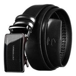 Czarny pasek męski z automatyczną klamrą wykonany ze skóry naturalnej Peterson PTN A018-AB-BLACK. Czarne paski Peterson, bez wzorów, ze skóry, eleganckie. Za 69.99 zł.