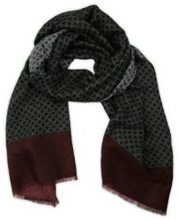 Szaro-Bordowy Elegancki Szalik V.Fraas, Przejściowy, Cienki, Dwukolorowy, Wzór Geometryczny. Czerwone szaliki V. Fraas, bez wzorów. Za 49.00 zł.