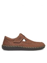 Rieker Półbuty B2452-24 Brązowy. Brązowe eleganckie półbuty Rieker, bez wzorów, z nubiku, bez obcasa, bez zapięcia. Za 379.99 zł.