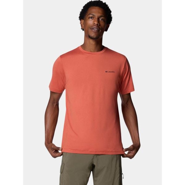 Koszulka sportowa męska Columbia Tech Trail II. Czerwone t-shirty sportowe Columbia, bez wzorów, bez ramiączek, trekkingowe. W wyprzedaży za 116.10 zł.
