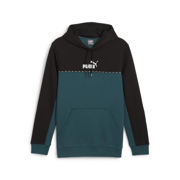 Męska bluza z kapturem Essentials Block Tape PUMA Cold Green. Zielone bluzy Puma, m, bez wzorów, z kapturem. W wyprzedaży za 166.30 zł.