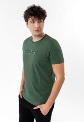 T-shirt z nadrukiem TM-MOTION. Zielone t-shirty Volcano, l, z aplikacjami, z bawełny, bez kołnierzyka, bez ramiączek. Za 69.99 zł.