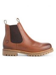 TRAVELIN' Skórzane sztyblety "Nodeland" w kolorze jasnobrązowym rozmiar: onesize. Brązowe sztyblety Travelin', bez wzorów, z materiału, bez obcasa, bez zapięcia. Za 348.90 zł.