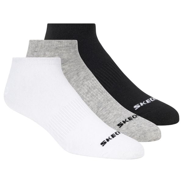 Skarpetki sportowe dla dorosłych 3pk Unisex Non Terry No Show. Białe skarpetki sportowe Skechers, bez wzorów, z bawełny. Za 39.99 zł.