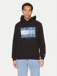 Tommy Jeans Bluza Dna Flag Twist DM0DM21100 Czarny Regular Fit. Czarne bluzy Tommy Jeans, m, bez wzorów, z bawełny, bez kaptura. Za 259.99 zł.