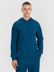 4F Bluza dresowa nierozpinana z kapturem męska - turkusowa XXL. Niebieskie bluzy 4F, m, z aplikacjami, z bawełny, z kapturem. W wyprzedaży za 99.99 zł.