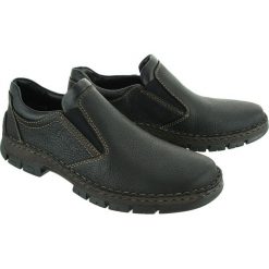 RIEKER 12272-00 black, półbuty męskie. Czarne eleganckie półbuty Rieker, bez wzorów, z gumy, bez obcasa, bez zapięcia. Za 279.90 zł.