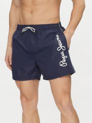 Pepe Jeans Szorty kąpielowe Logo Swimshort PMB10393 Granatowy Regular Fit. Niebieskie kąpielówki Pepe Jeans, m, bez wzorów, z jeansu. Za 129.99 zł.