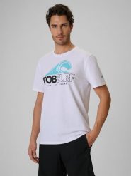 4F T-shirt regular z nadrukiem męski - beżowy XXL. Brązowe t-shirty 4F, m, bez wzorów, z bawełny, bez kołnierzyka, bez ramiączek. Za 99.99 zł.