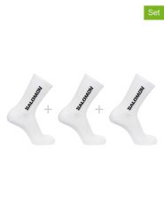 SALOMON Skarpety funkcyjne (3 pary) "Everyday Crew" w kolorze białym rozmiar: 45-47. Białe skarpety Salomon, bez wzorów, prążkowane. Za 37.45 zł.