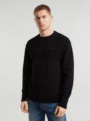 G-Star Sweter w kolorze czarnym rozmiar: L. Czarne swetry nierozpinane G-Star, l, bez wzorów, z bawełny, bez kołnierzyka, bez ramiączek. Za 308.95 zł.