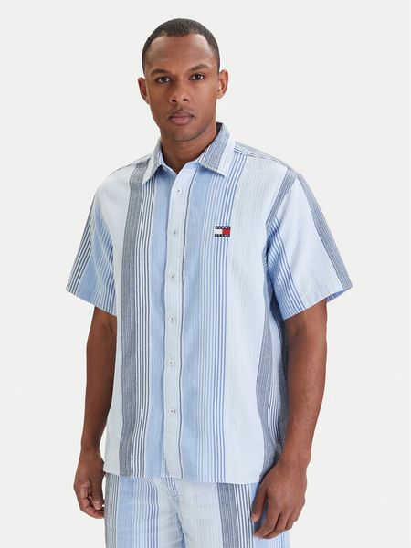 Tommy Jeans Koszula DM0DM22789 Błękitny Relaxed Fit. Niebieskie koszule Tommy Jeans, m, bez wzorów, z bawełny, bez kołnierzyka, bez ramiączek. Za 329.99 zł.
