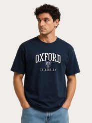 WOOOP Koszulka "Oxford University" w kolorze granatowym rozmiar: XXL. Niebieskie bezrękawniki Wooop, xxl, bez wzorów, z bawełny, bez kołnierzyka, bez ramiączek. Za 63.45 zł.