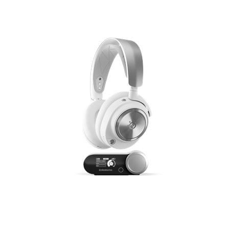 Steelseries Arctis Nova Pro Wireless Zestaw słuchawkowy Przewodowy i Bezprzewodowy Opaska na głowę Gaming Bluetooth Srebrny, Biały. Białe słuchawki bezprzewodowe STEELSERIES. Za 2,000.99 zł.