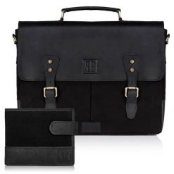 Zestaw czarny PAOLO PERUZZI portfel + torba GA473. Czarne portfele Paolo Peruzzi, bez wzorów, z bawełny. Za 379.99 zł.