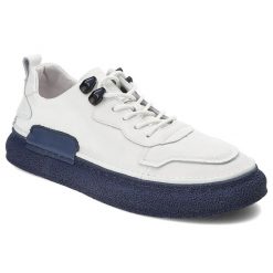 Biało-Granatowe Sneakersy Artiker Stylowe Obuwie Męskie. Białe buty sportowe casual Artiker, bez wzorów, z gumy, bez zapięcia. Za 259.00 zł.