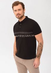 Polo z nadrukiem O-STEV. Czarne koszulki polo sportowe Volcano, m, bez wzorów, z bawełny, bez kołnierzyka, bez ramiączek. Za 99.99 zł.