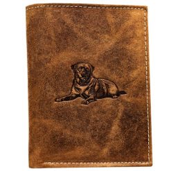 Skórzany portfel tłoczony N4-CHM-DOG-1-BL brązowy. Brązowe portfele Inny, z aplikacjami, ze skóry. Za 59.00 zł.