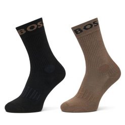 Zestaw 2 par wysokich skarpet męskich BOSS. Czarne skarpety Boss, bez wzorów. Za 69.99 zł.