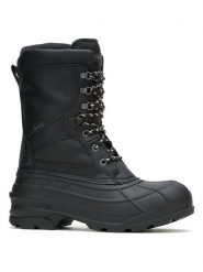 Kamik Skórzane kozaki zimowe "Nationpro" w kolorze czarnym rozmiar: 44. Czarne kozaki Kamik, na zimę, bez wzorów, z materiału, z okrągłym noskiem, bez obcasa, bez zapięcia. Za 335.02 zł.