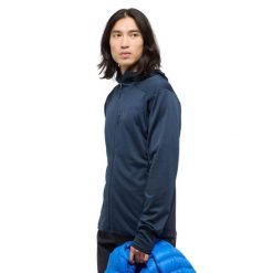 Kurtka z kapturem Haglöfs L.I.M Mid Fast II. Niebieskie kurtki Haglöfs, l, bez wzorów, z kapturem. W wyprzedaży za 576.10 zł.