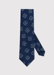 PAKO LORENTE – Wzorzysty krawat męski w kolorze granatowym. Niebieskie krawaty i muchy Pako Lorente, bez wzorów, z poliesteru. Za 69.99 zł.