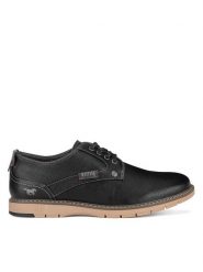 Mustang Półbuty 4105-303 Czarny. Czarne eleganckie półbuty Mustang, bez wzorów, z materiału, bez obcasa, bez zapięcia. Za 264.99 zł.