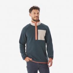 Sweter turystyczny męski Quechua NH500. Brązowe swetry nierozpinane QUECHUA, m, bez wzorów, z bawełny, bez kołnierzyka, bez ramiączek. Za 129.99 zł.