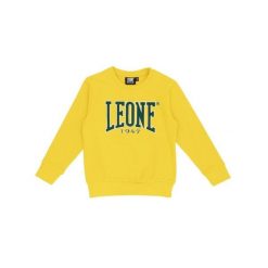 Bluza miękki z ściągacze na co dzień na siłownię. Żółte bluzy LEONE 1947 APPAREL, bez wzorów, z bawełny, bez kaptura. W wyprzedaży za 89.72 zł.