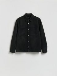 Kurtka koszulowa z imitacji zamszu - czarny. Czarne kurtki Reserved, l, bez wzorów, bez kaptura. Za 139.99 zł.