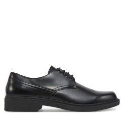Półbuty BOSS. Czarne eleganckie półbuty Boss, bez wzorów, bez obcasa, bez zapięcia. Za 589.99 zł.