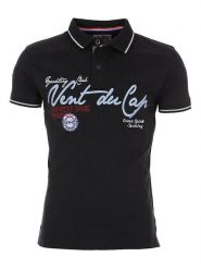 Peak Mountain Koszulka polo w kolorze czarnym rozmiar: XL. Czarne koszulki polo Peak Mountain, xl, z aplikacjami, z bawełny, bez kołnierzyka, bez ramiączek. Za 96.60 zł.