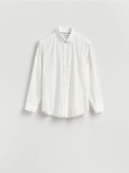 Koszula regular z bawełny egipskiej - złamana biel. Koszule Reserved, l, bez wzorów, z bawełny, bez kołnierzyka, bez ramiączek. Za 139.99 zł.