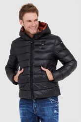 BLAUER Czarna puchowa kurtka męska Virgil z kapturem. Czarne kurtki Blauer USA, l, bez wzorów, z nylonu, z kapturem. W wyprzedaży za 819.99 zł.