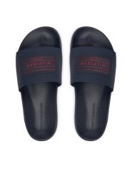Tommy Hilfiger Klapki Patch Pool Slide FM0FM06008 Granatowy. Niebieskie klapki Tommy Hilfiger, ze skóry. Za 189.99 zł.