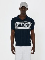 Richmond X Polo Peiale UMP24216PO Granatowy Regular Fit. Niebieskie koszulki polo RICHMOND X, l, bez wzorów, z bawełny, bez kołnierzyka, bez ramiączek. Za 389.99 zł.